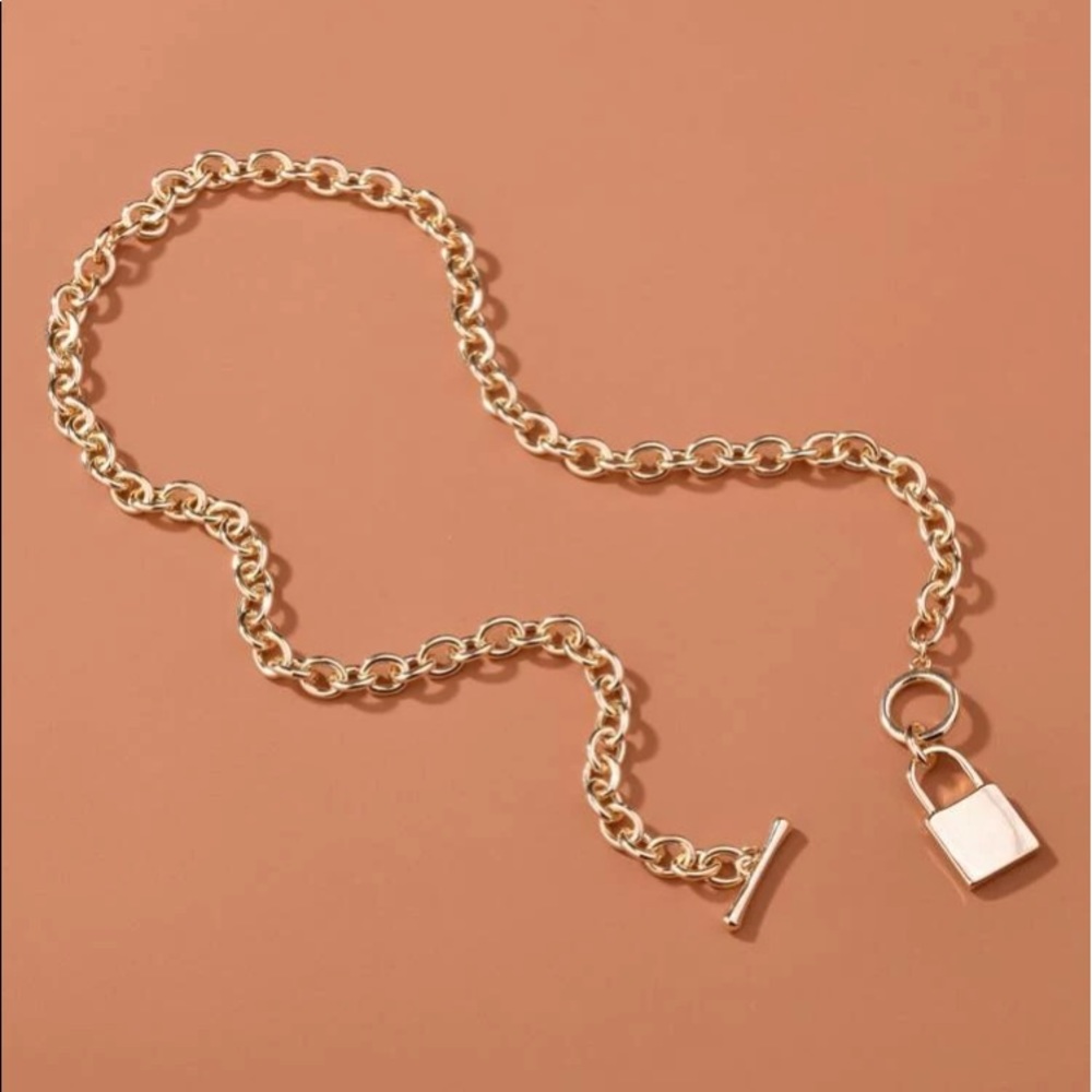 Gold lock necklace
